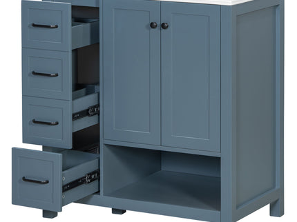 Bathroom Vanity With Sink Top, Bathroom Vanity Cabinet With 2 Doors And 2 Drawers, Open Shelf