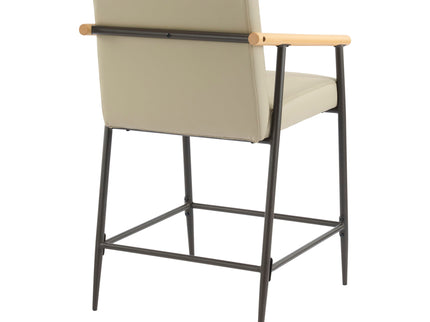 Mid Century Modern Counter Stool Set With Espresso Metal Frame - Khaki