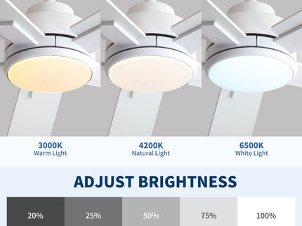 Reversible Motor Integrated LED Dimmable Ceiling Fan With Light