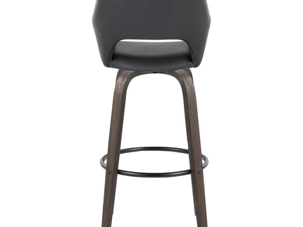 Mustang - Contemporary Fixed Height Barstool With Swivel With Round Footrest (Set of 2)