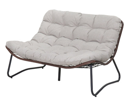 Patio Loveseat Sofa With Extra Thick Tufted Cushion - Brown