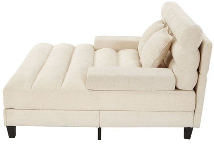 Chaise Bed Lounge Sofa Chair With Adjustable Backrest And LED Light Strip