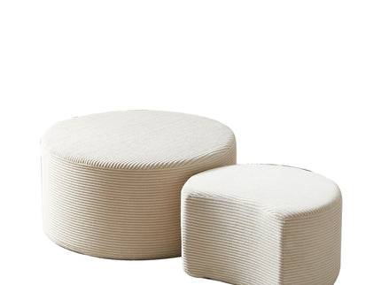 Modern Upholstered Round Coffee Table For Living Room (Set of 2)