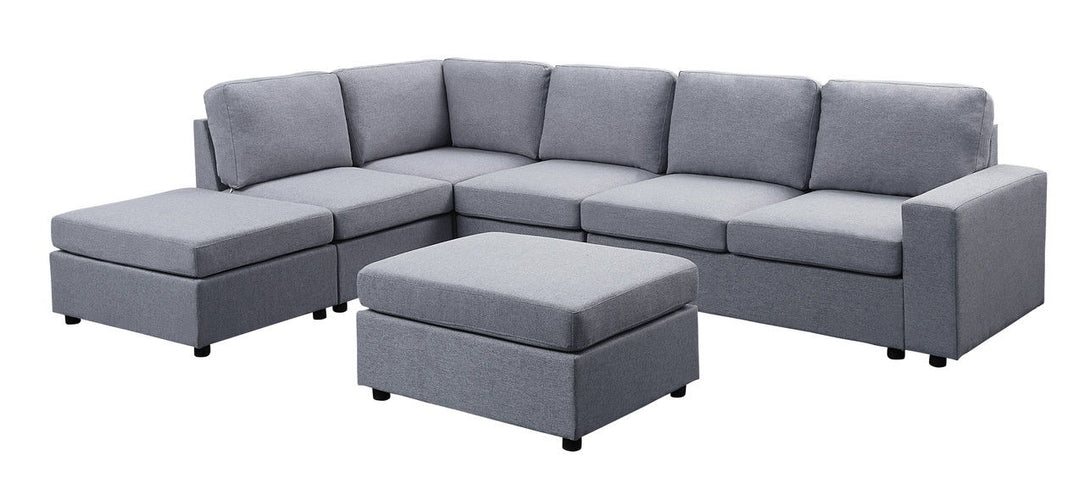 Cassia - 7 Seat Reversible Modular Sectional Sofa With Ottoman