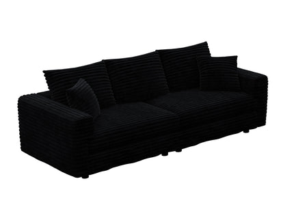 Deep Seat Convertible Sofa With Soft Pillows And Ottomans