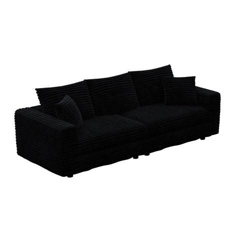 Deep Seat Convertible Sofa With Soft Pillows And Ottomans