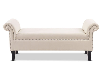 Kathy - Roll Arm Entryway Accent Bench - Sky Neutral Beige