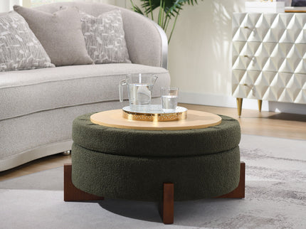 Round Storage Ottoman, Footrest Stool For Living Room