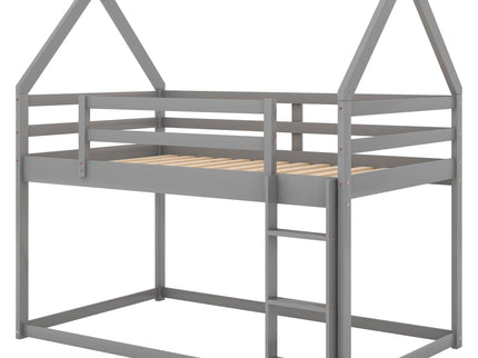 Low Bunk Bed With House Shaped Frame And Ladder