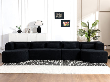 Upholstered Sofa Free Combined Sofa Couch With 2 Chaise Lounge And Five Back Pillows For Living Room