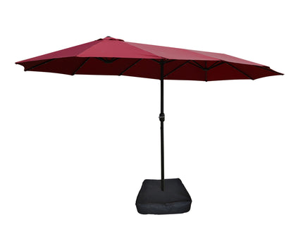 Double- Sided Outdoor Market Umbrella With Lights And Base