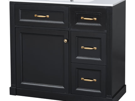 Modern Bathroom Vanity With Sink, 4 Drawers, Soft-Close Door, Adjustable Shelf