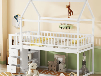 Bunk Bed With Shelves And Drawers, Storage Focused Design