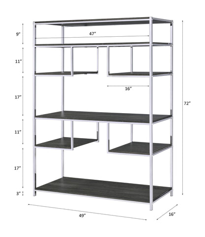 Vonara - Bookshelf - Chrome / Gray / Oak