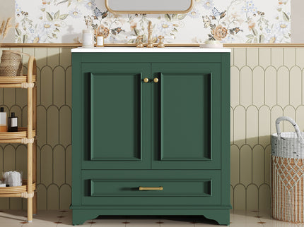 Bathroom Vanity With Sink, Cabinet & 2 Soft Closing Doors & Adjustable Shelf