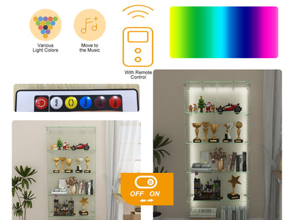 Premium 5 Tier Glass Display Case With 5 Dynamic LED Modes
