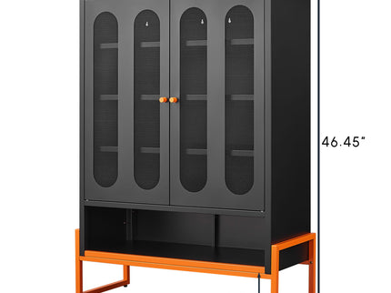 Modern Metal Shoe Cabinet With DoublebSided Doors And Adjustable Partitions