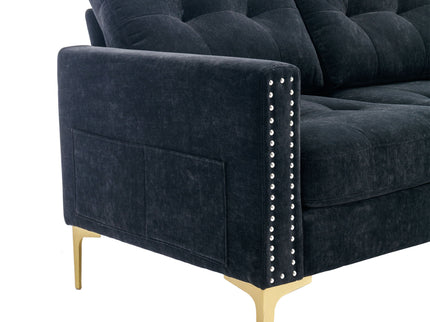 Modern L - Shape Convertible Sectional Sofa With Movable Ottoman