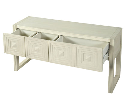 Geometric Carved Console Table With 3 Soft Close Drawers