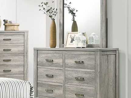 1 Piece Dresser With Handles, 6 Drawers - Light Gray