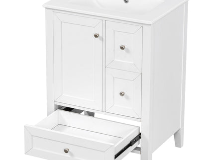 Modern Bathroom Vanity With Sink, Freestanding Cabinet With Drawers And Shelves