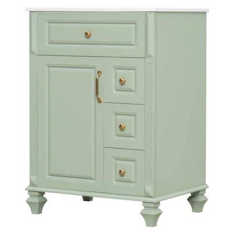 Freestanding Bathroom Vanity With Sink, 3 Drawers & Flip-Out Drawer