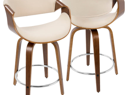 Curvini Mid - Century Modern Fixed Height Counter Stool With Swivel (Set of 2)