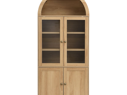 Tall Arched Top Storage Cabinet With 5 Tier Shelves, Soft Close Hinges