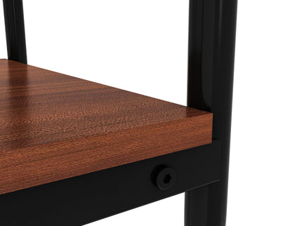 Modern Rectangle End Table (Set of 2) With Tempered Glass Tabletop And Layer - Brown