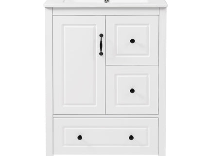 Freestanding Bathroom Vanity With Sink, Soft Closing Cabinet And Drawers - White