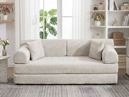 Modern 2 Tone Fabric Convertible Sleeper Sofa Bed