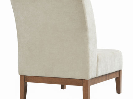 Upholstered Accent Chair - Beige / Walnut