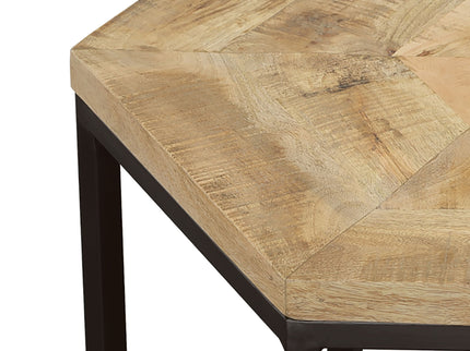 2 Piece Nesting Table With Hexagon Base - Brown