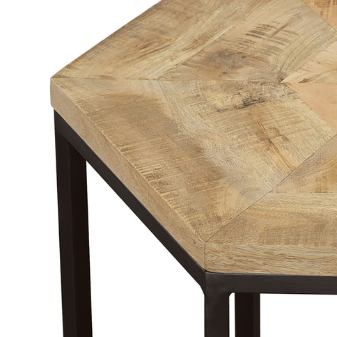 2 Piece Nesting Table With Hexagon Base - Brown