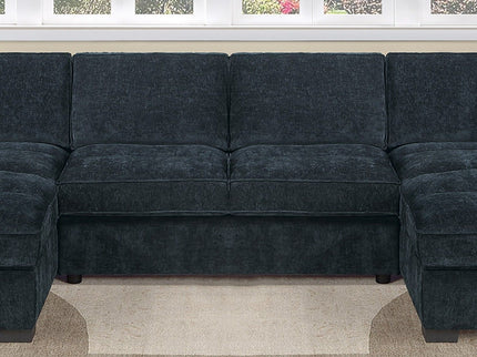 U - Sectional Sofa Upholstered LAF / RAF Chaise With Armless Loveseat And Chairs - Black