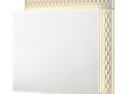 Stanley - LED Bedroom Mirror With Crocodile Texture Frame (Dresser Not Included) - Gray