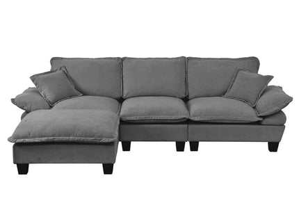 Modular Sectional Sofa With Movable Ottoman & Pillows