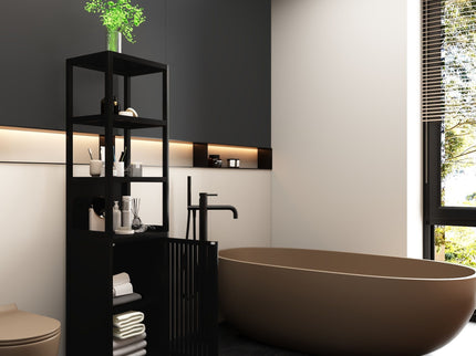 Storage Cabinet With Tall Tower, Multifunctional For Bathroom