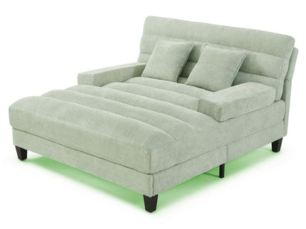 Chaise Bed Lounge Sofa Chair With Adjustable Backrest And LED Light Strip