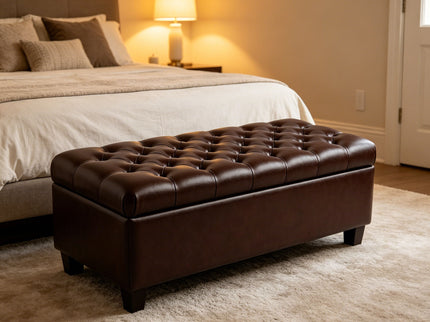 Storage Ottoman Bench With Safety Hinges