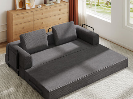 Convertible Sleeper Sofa Bed With Cylindrical Pillow, Fixed Shape Frame