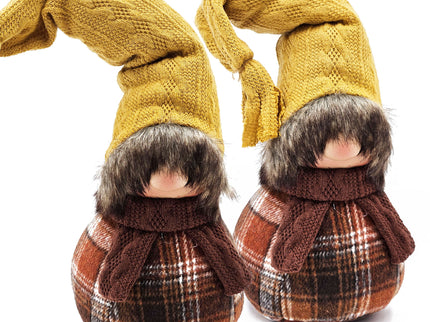 Gnomes Decorations, For Fall Thanksgiving Table Decorations (Set of 2) - Brown / Yellow