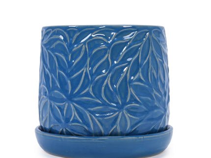 Ceramic Flowerpot, 7" Planter For Patio, Garden, Windowsill (Set of 2) - Antique Navy Blue