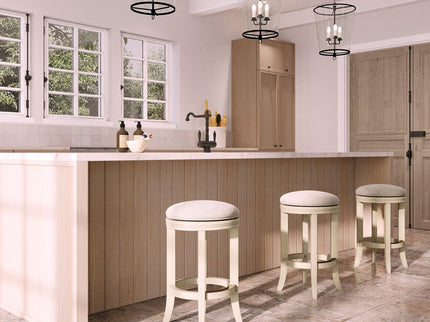 Backless Swivel Stool With Upholstered Seat