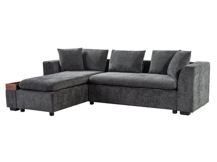 Modern L Shaped Sectional Sofa With Upholstery And Wooden Storage