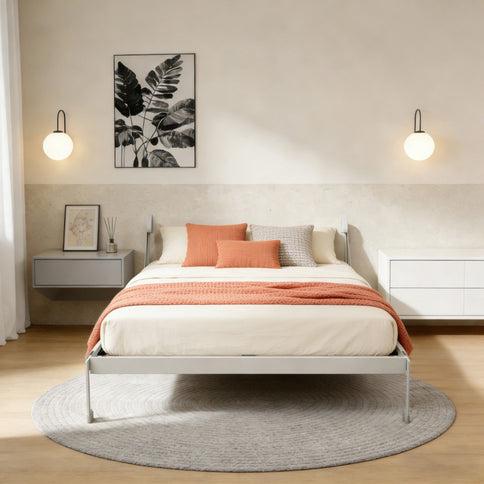 Queen Size Cabinet Wall Bed Mechanism With Desk Panel - Gray