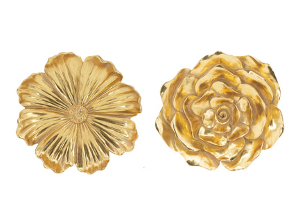 Rose Hanging Resin Wall Accents (Set of 2) - Gold