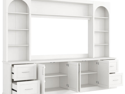 Arched Entertainment Center Wall Unit With Drawers, TV Stand