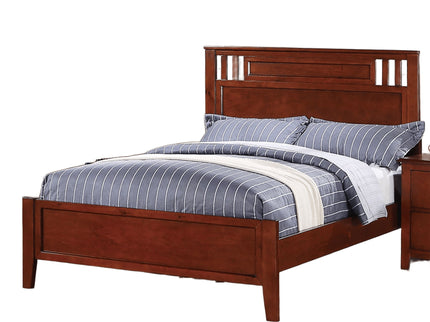 Simple Frame With Headboard And Vertical Carved Design