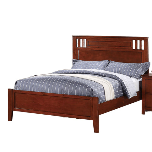 Simple Frame With Headboard And Vertical Carved Design